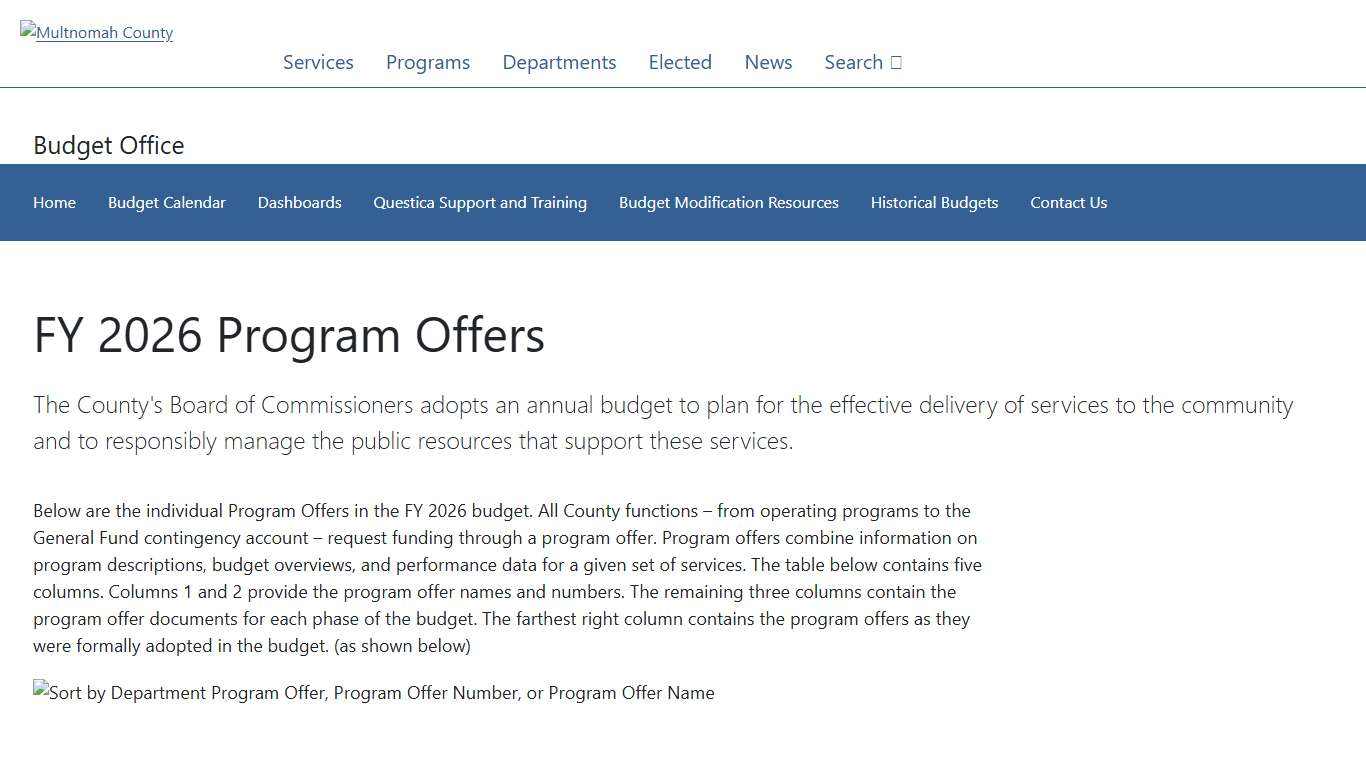 FY 2026 Program Offers | Multnomah County